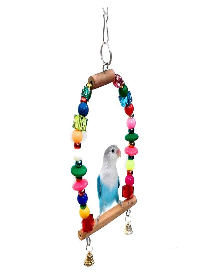 JAINSONS PET PRODUCTS ألعاب طيور من جاينسونز لمنتجات الحيوانات الأليفة، 3 قطع من ألعاب التأرجح الخشبية الطبيعية للطيور، لعبة مضغ مع حامل تأرجح للطيور المتوسطة الحجم، عبوة من 3 قطع - Image 3